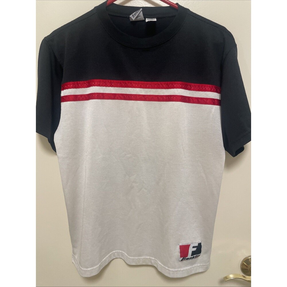 Vintage 80’s Franklin Sports T Shirt Mens Medium Red Black Baseball Poly Cotton